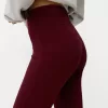 Pantalones acampanados con cintura de canalé Burgundy