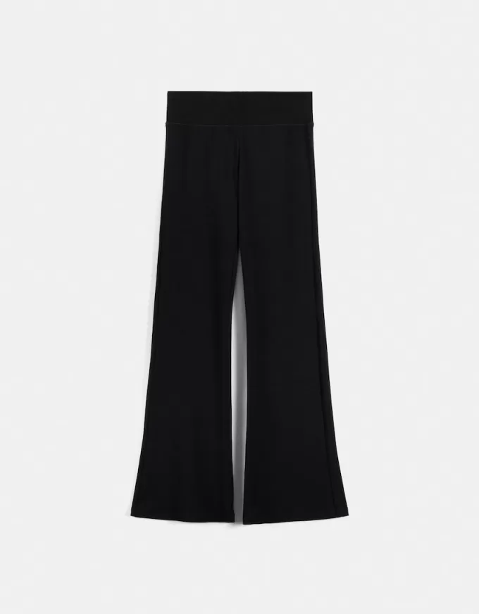 Pantalones acampanados con cintura de canalé Black Pantalones acampanados con cintura de canalé Black