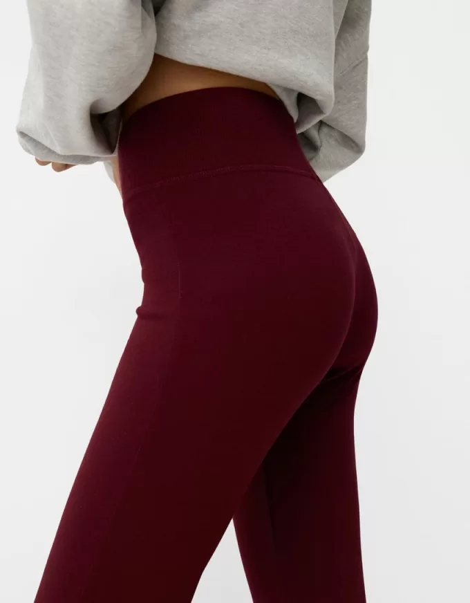 Pantalones acampanados con cintura de canalé Burgundy