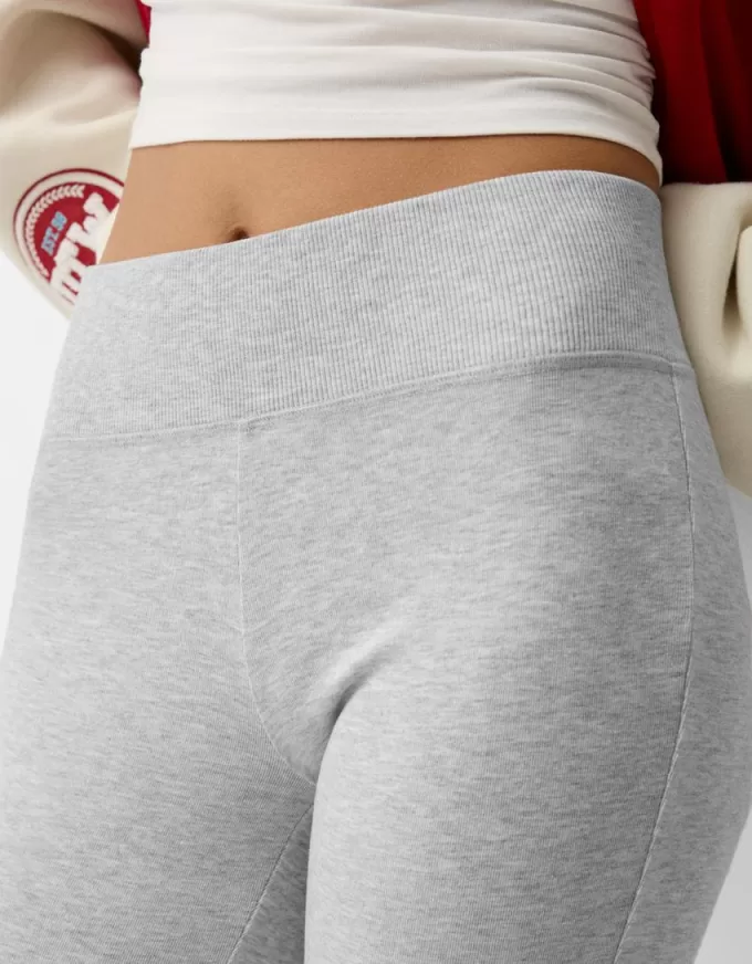 Pantalones acampanados con cintura de canalé Grey Pantalones acampanados con cintura de canalé Grey