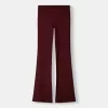 Pantalones acampanados con cintura de canalé Burgundy