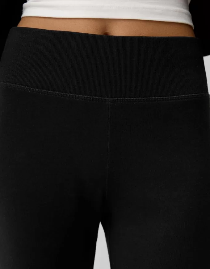 Pantalones acampanados con cintura de canalé Black Pantalones acampanados con cintura de canalé Black