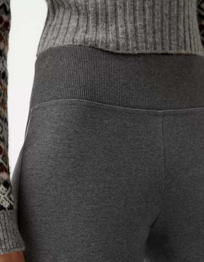 Pantalones acampanados con cintura de canalé Dark grey