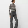 Pantalones acampanados con cintura de canalé Dark grey