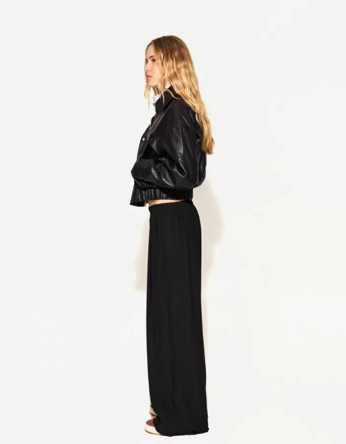 Pantalones anchos con cordones Black