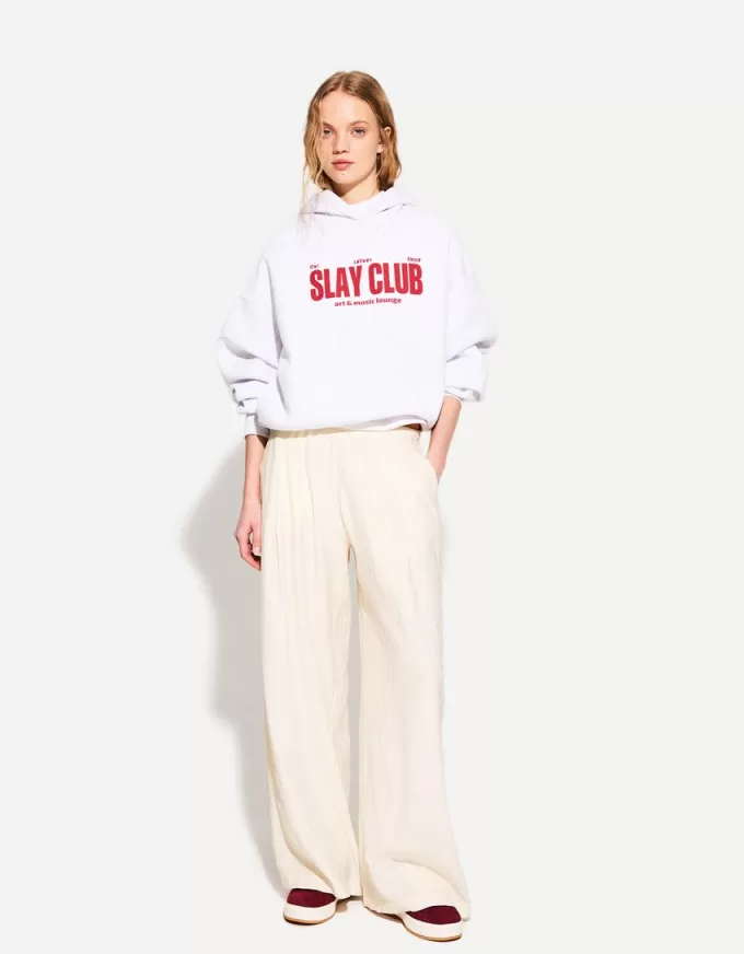 Pantalones anchos con cordones Cream
