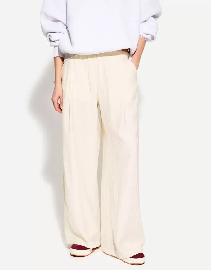 Pantalones anchos con cordones Cream
