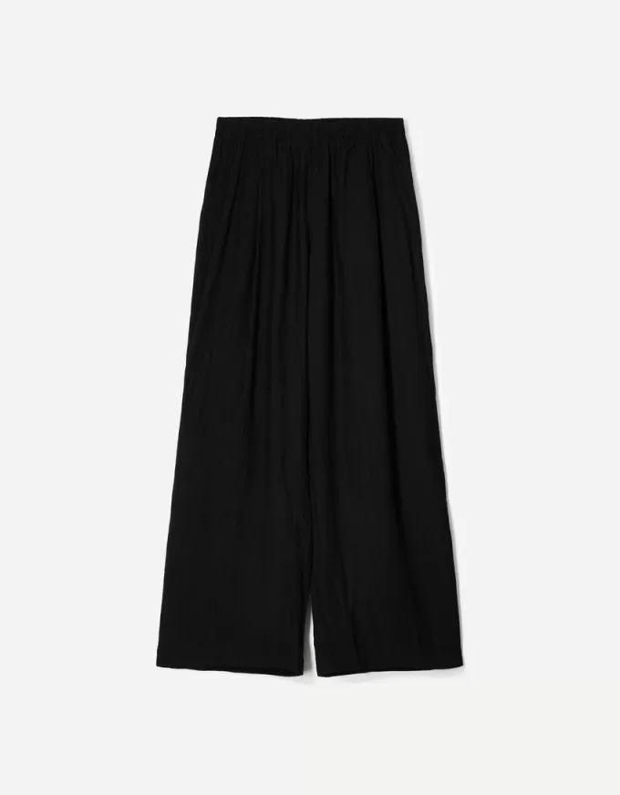 Pantalones anchos con cordones Black