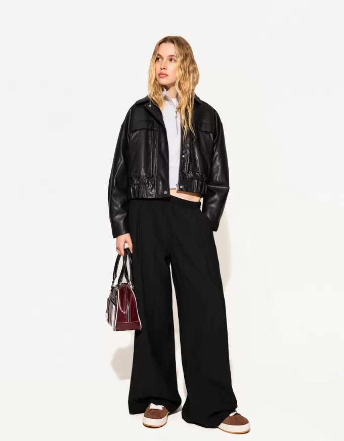 Pantalones anchos con cordones Black