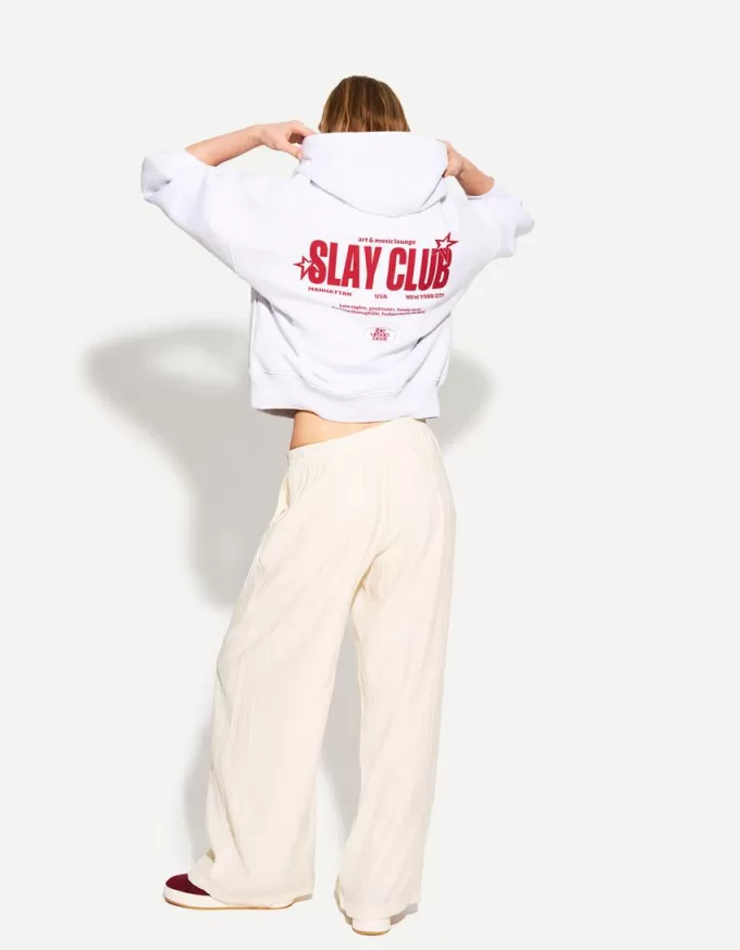Pantalones anchos con cordones Cream