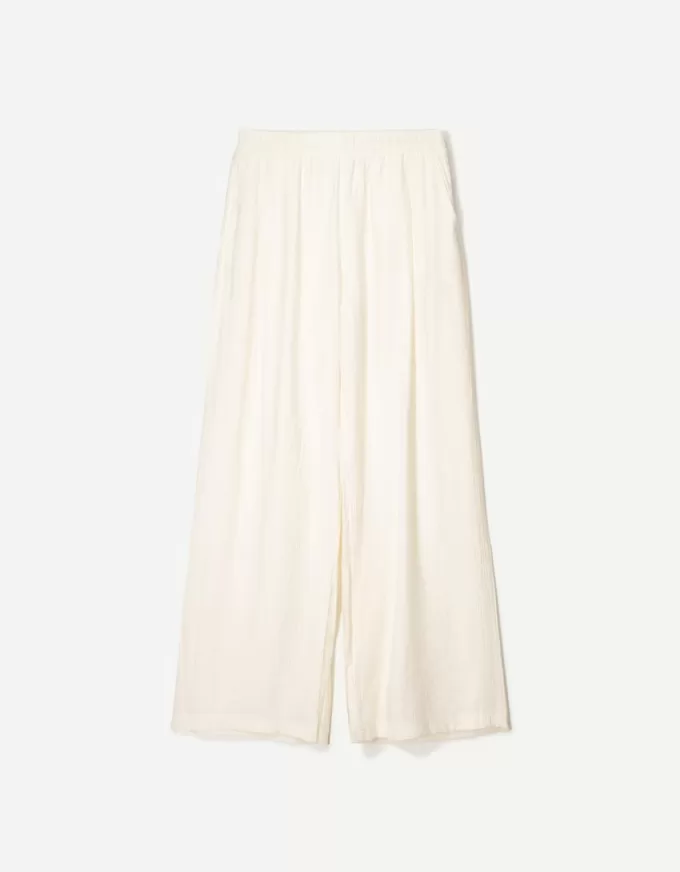 Pantalones anchos con cordones Cream