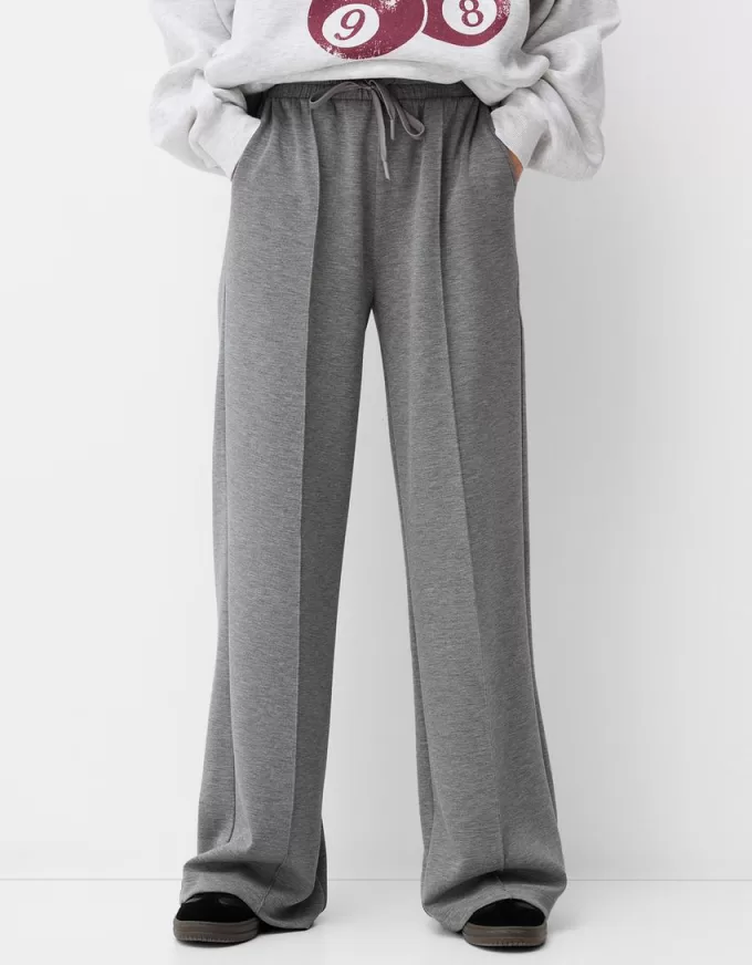 Pantalones anchos de tacto suave Dark grey