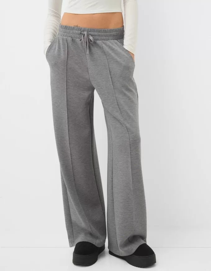 Pantalones anchos de tacto suave Dark grey