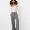 Pantalones anchos de tacto suave Dark grey