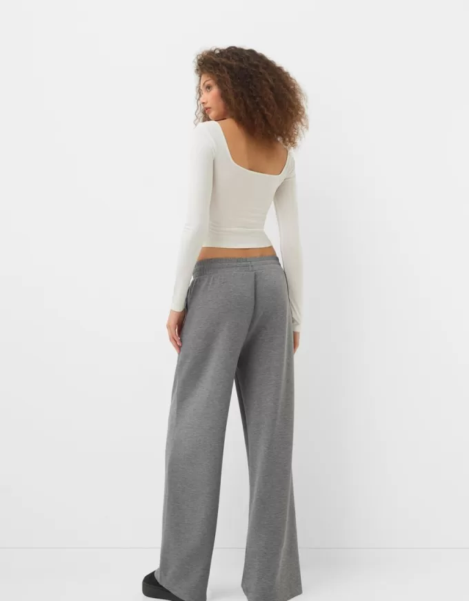 Pantalones anchos de tacto suave Dark grey
