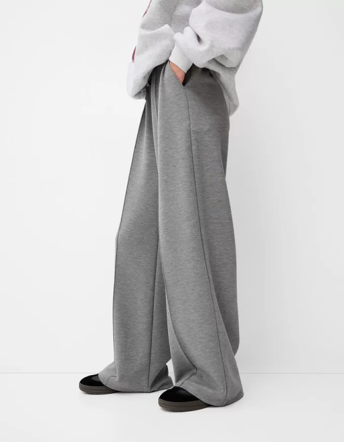 Pantalones anchos de tacto suave Dark grey