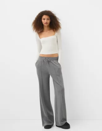 Pantalones anchos de tacto suave Dark grey