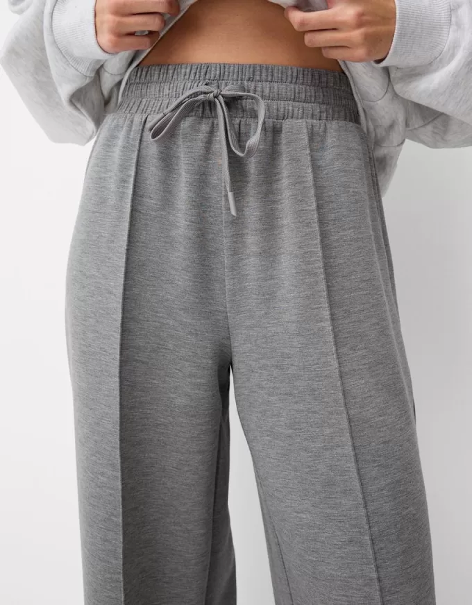 Pantalones anchos de tacto suave Dark grey