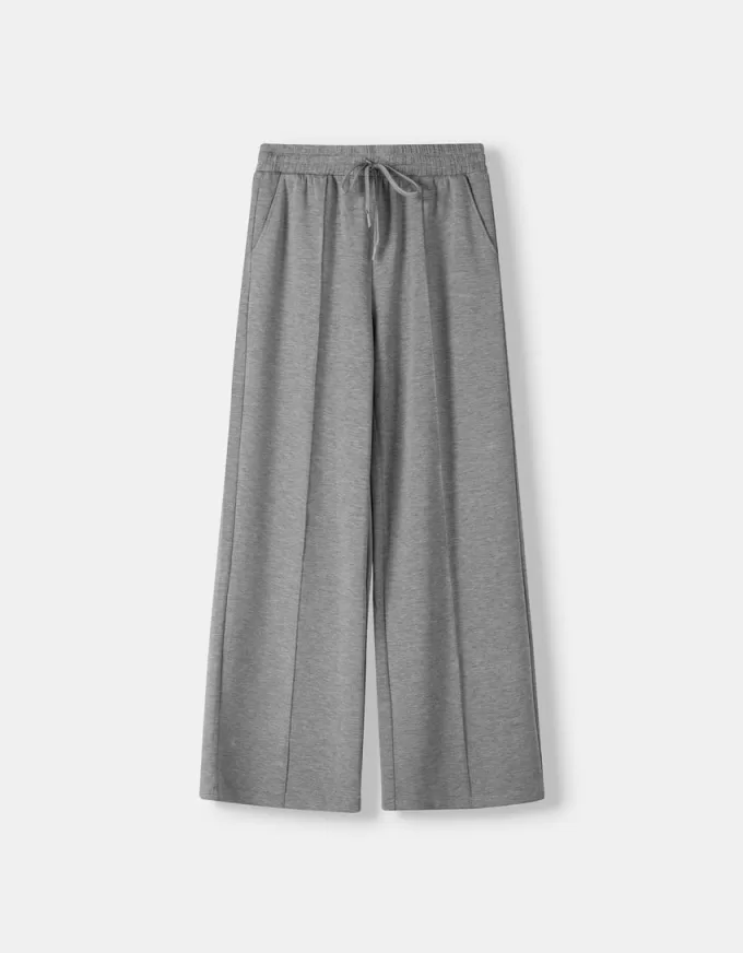 Pantalones anchos de tacto suave Dark grey