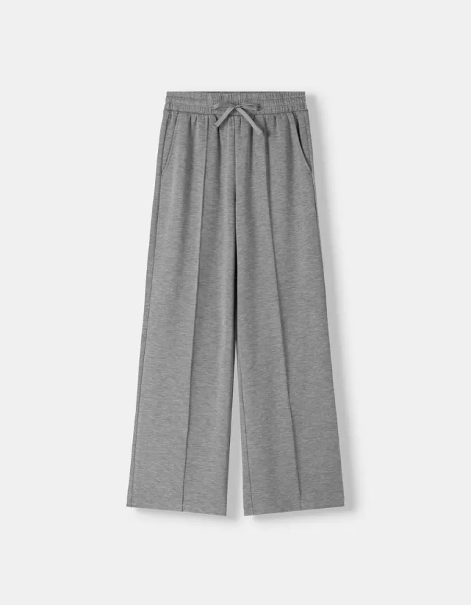Pantalones anchos de tacto suave Dark grey
