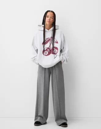 Pantalones anchos de tacto suave Dark grey
