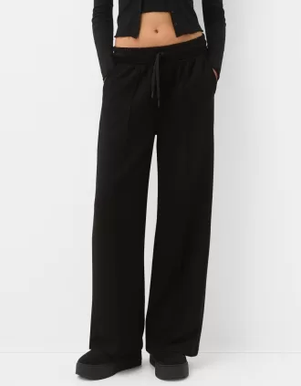 Pantalones anchos suaves Black