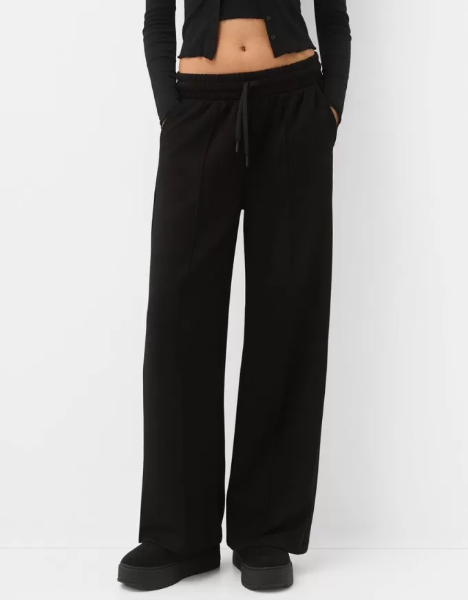 Pantalones anchos suaves Black
