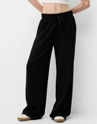 Pantalones anchos suaves Black
