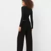 Pantalones anchos suaves Black