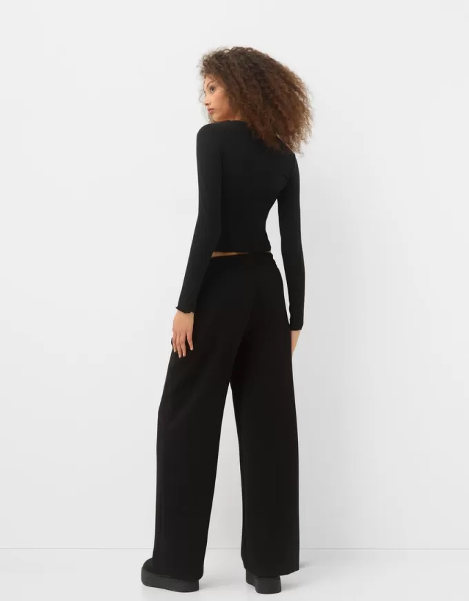Pantalones anchos suaves Black