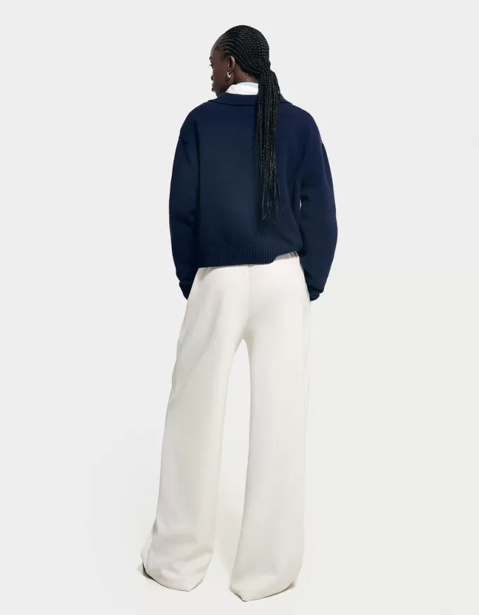 Pantalones anchos suaves Cream
