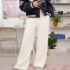 Pantalones anchos suaves Cream