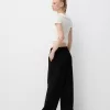 Pantalones anchos suaves Black