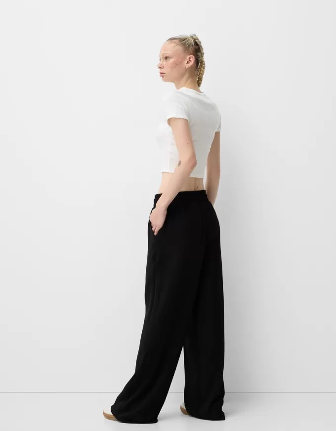 Pantalones anchos suaves Black