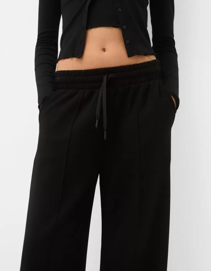 Pantalones anchos suaves Black