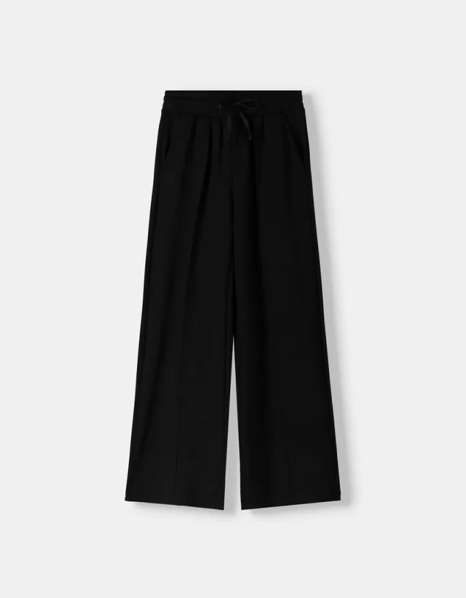 Pantalones anchos suaves Black