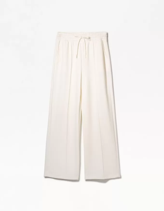 Pantalones anchos suaves Cream