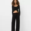 Pantalones anchos suaves Black