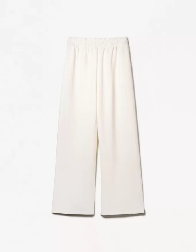 Pantalones anchos suaves Cream