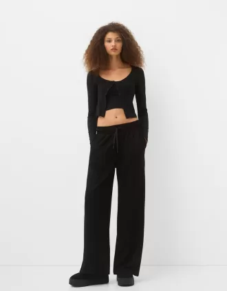 Pantalones anchos suaves Black