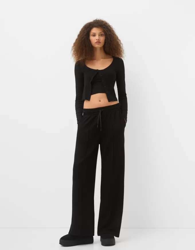 Pantalones anchos suaves Black