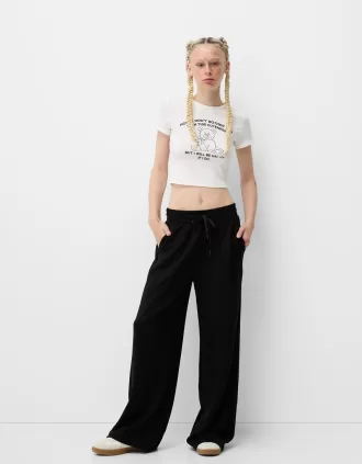 Pantalones anchos suaves Black