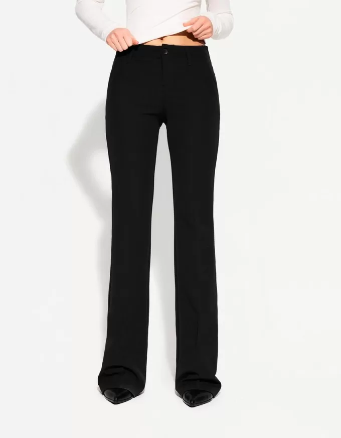 Pantalones boot-cut de talle bajo Black