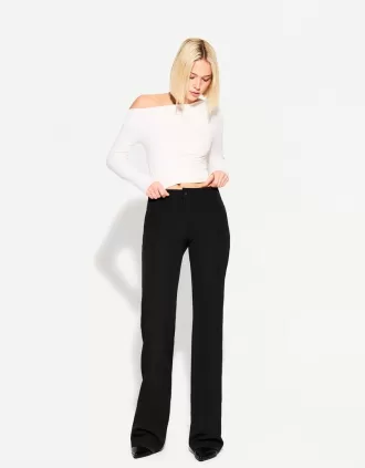 Pantalones boot-cut de talle bajo Black