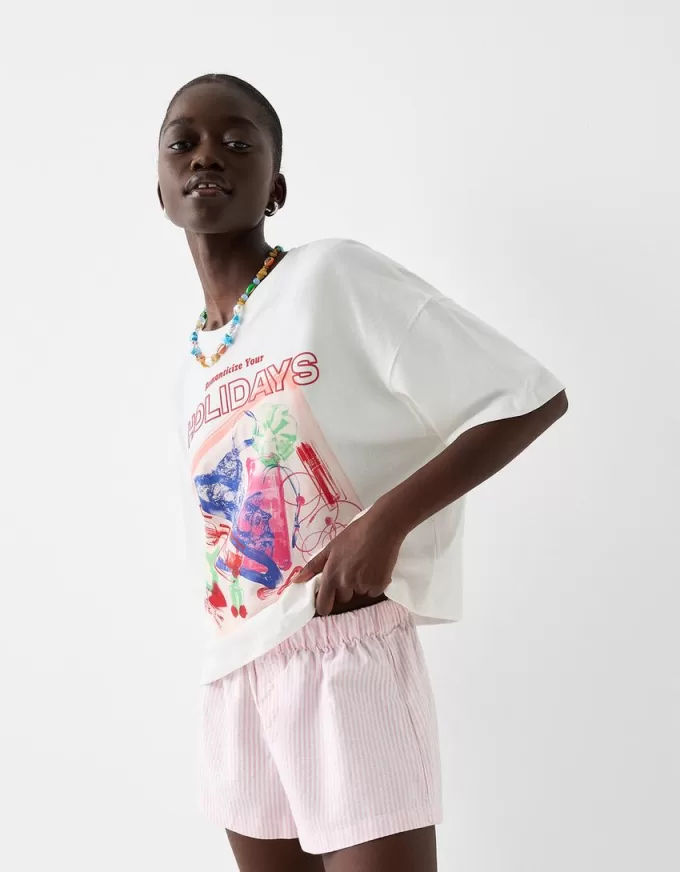 Pantalones cortos a rayas Pink