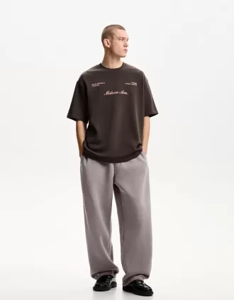 Pantalones de felpa con corte globo Camel