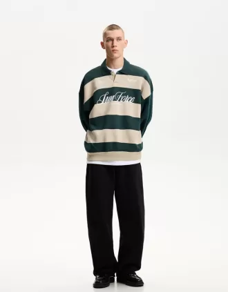Pantalones de felpa con corte globo Black