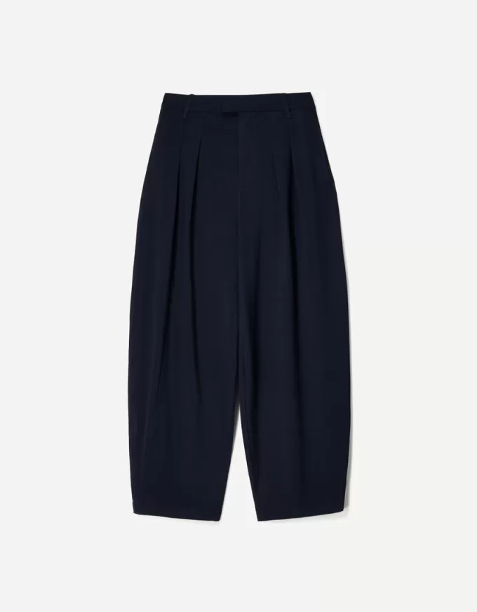 Pantalones de sastre con corte globo Navy