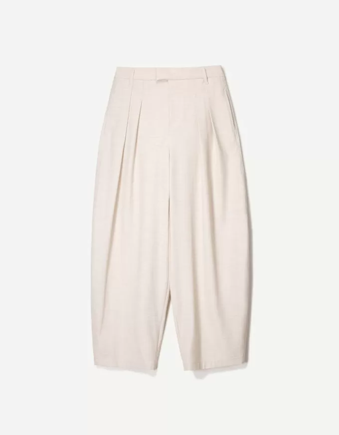 Pantalones de sastre con corte globo Cream