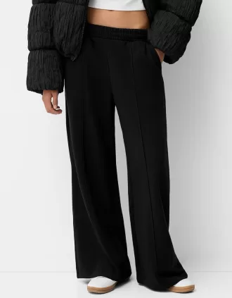 Pantalones deportivos de pierna ancha Black